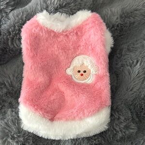 Pink and White Furry Pet Sweater